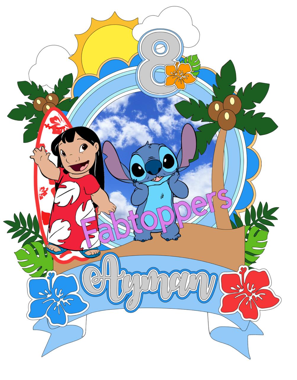 Personalised /Custom Stitch and Lilo Shaker asnd LED Light up Cake Topper