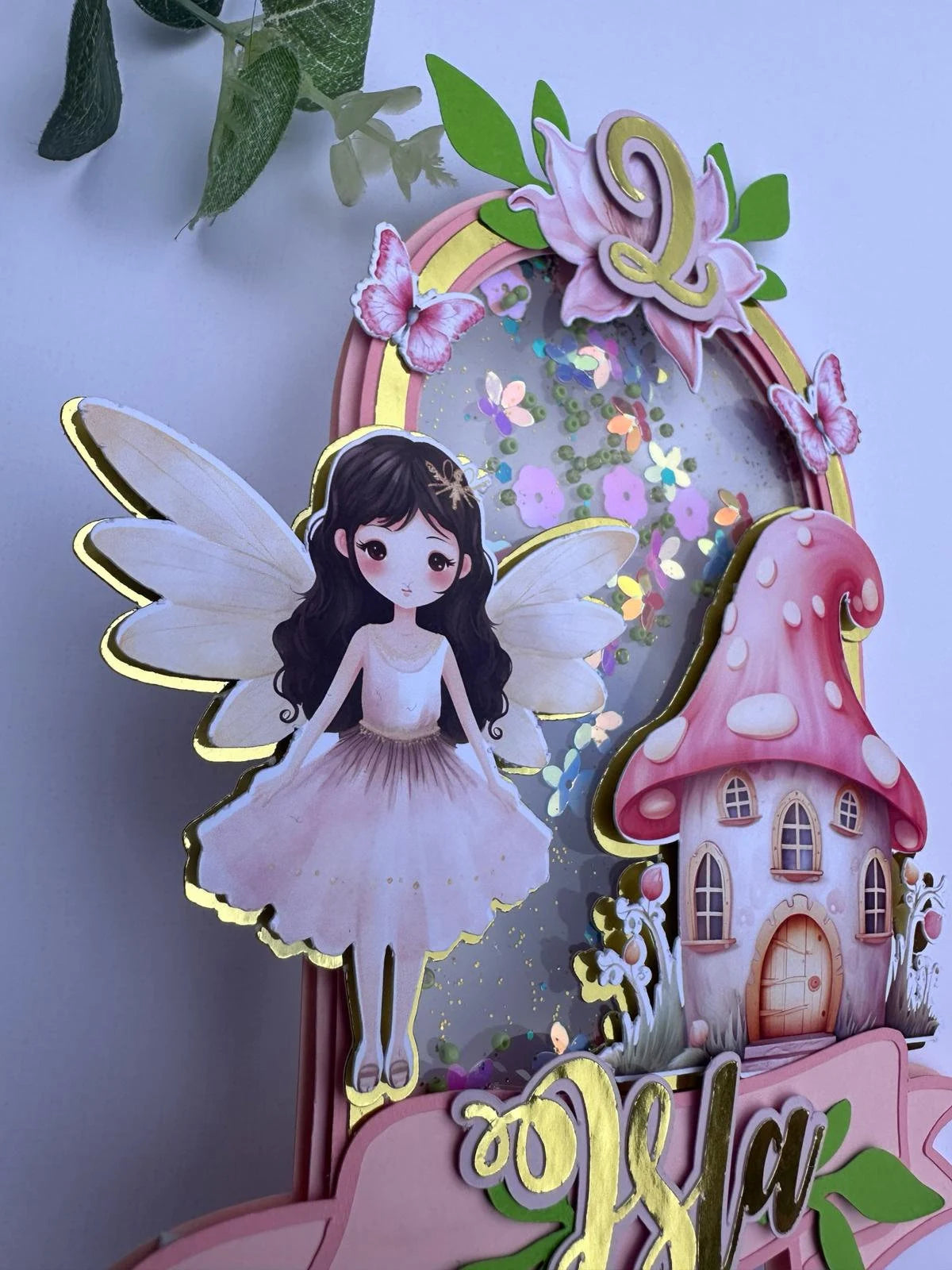 Personal Fairy First Cake topper / Birthday Cake Topper / Shaker Cake Topper / Name and Age