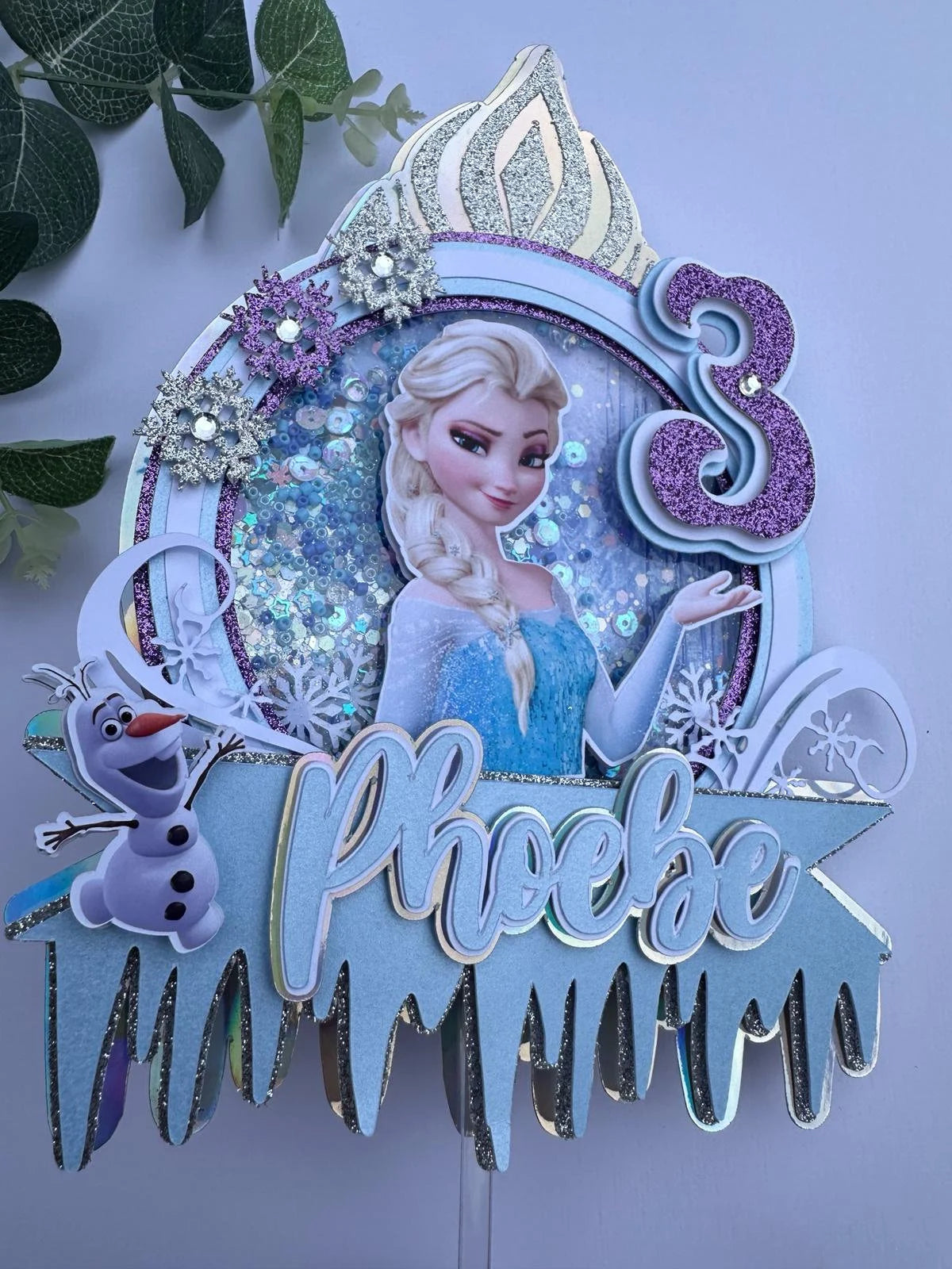 Personalised Frozen Cake Topper / Retro Cake Topper /Shaker Cake topper / Elsa Birthday / Name and Age Topper