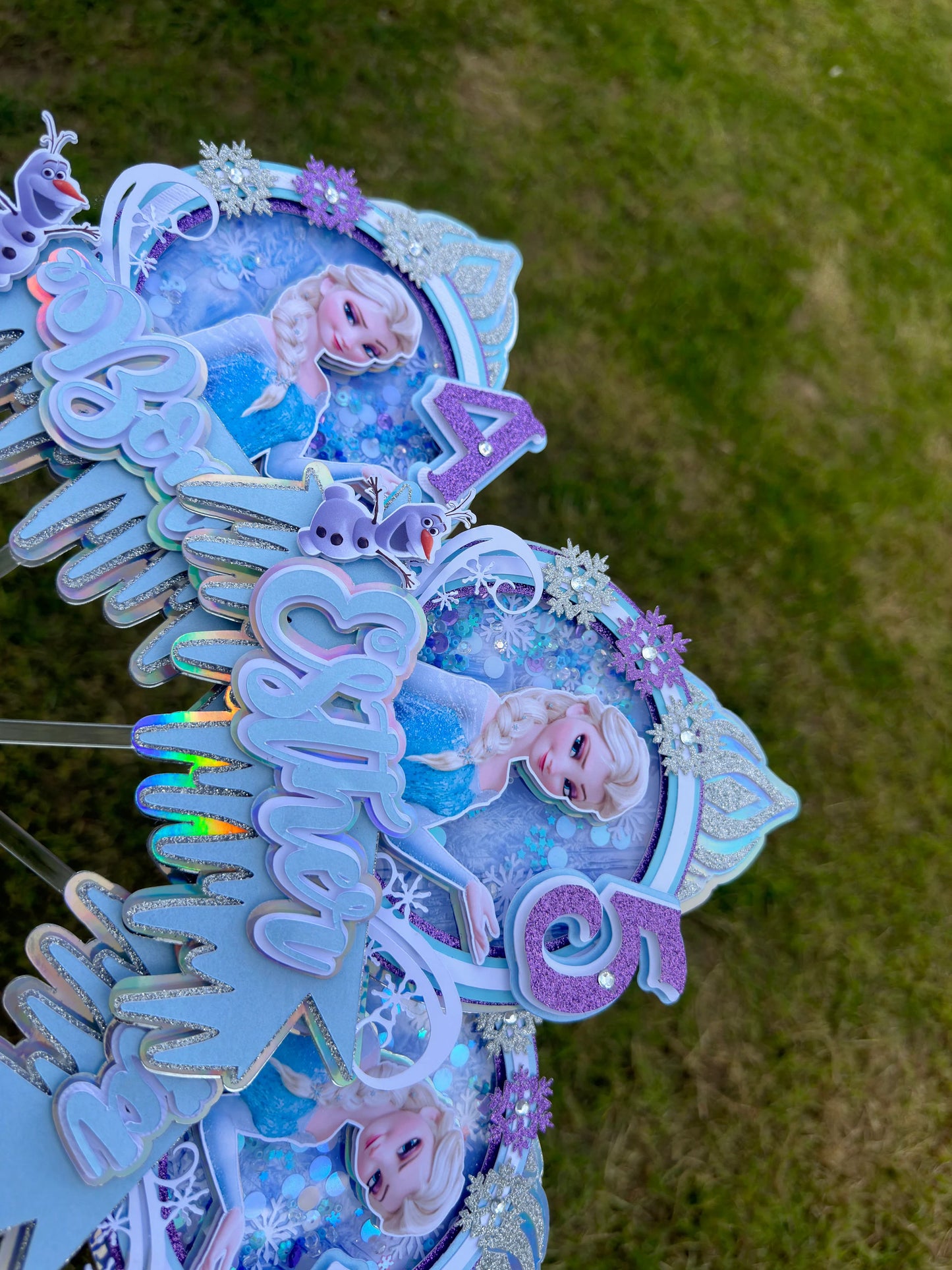 Personalised Frozen Cake Topper / Retro Cake Topper /Shaker Cake topper / Elsa Birthday / Name and Age Topper
