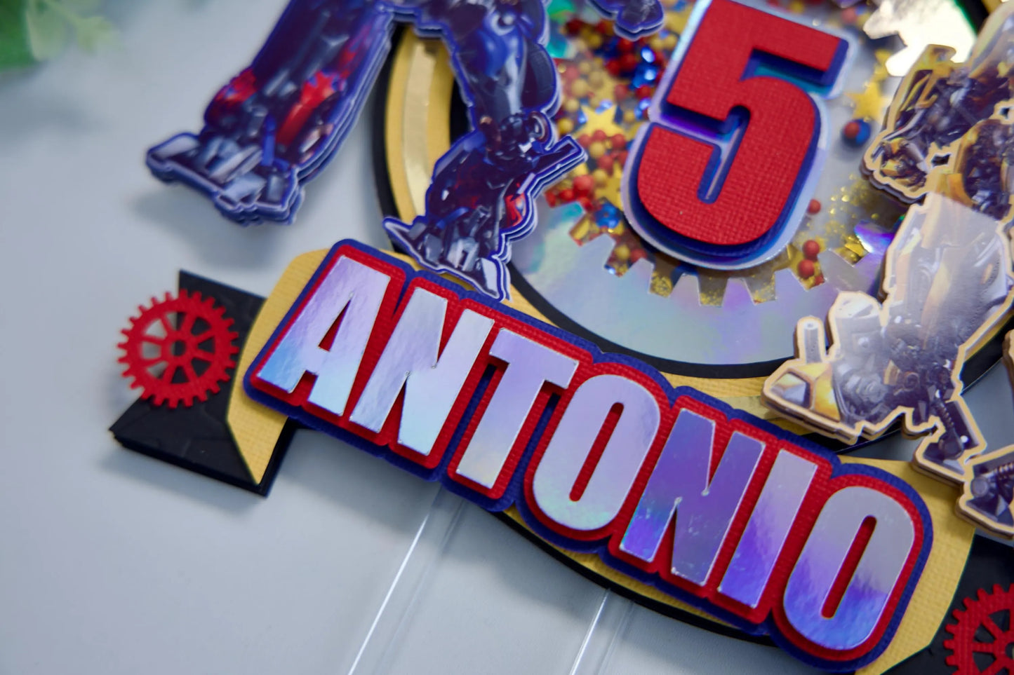 Personalised Transformers Cake Topper / Shaker Cake Topper / Custom Cake Topper / Name And Age /3D Cake Topper