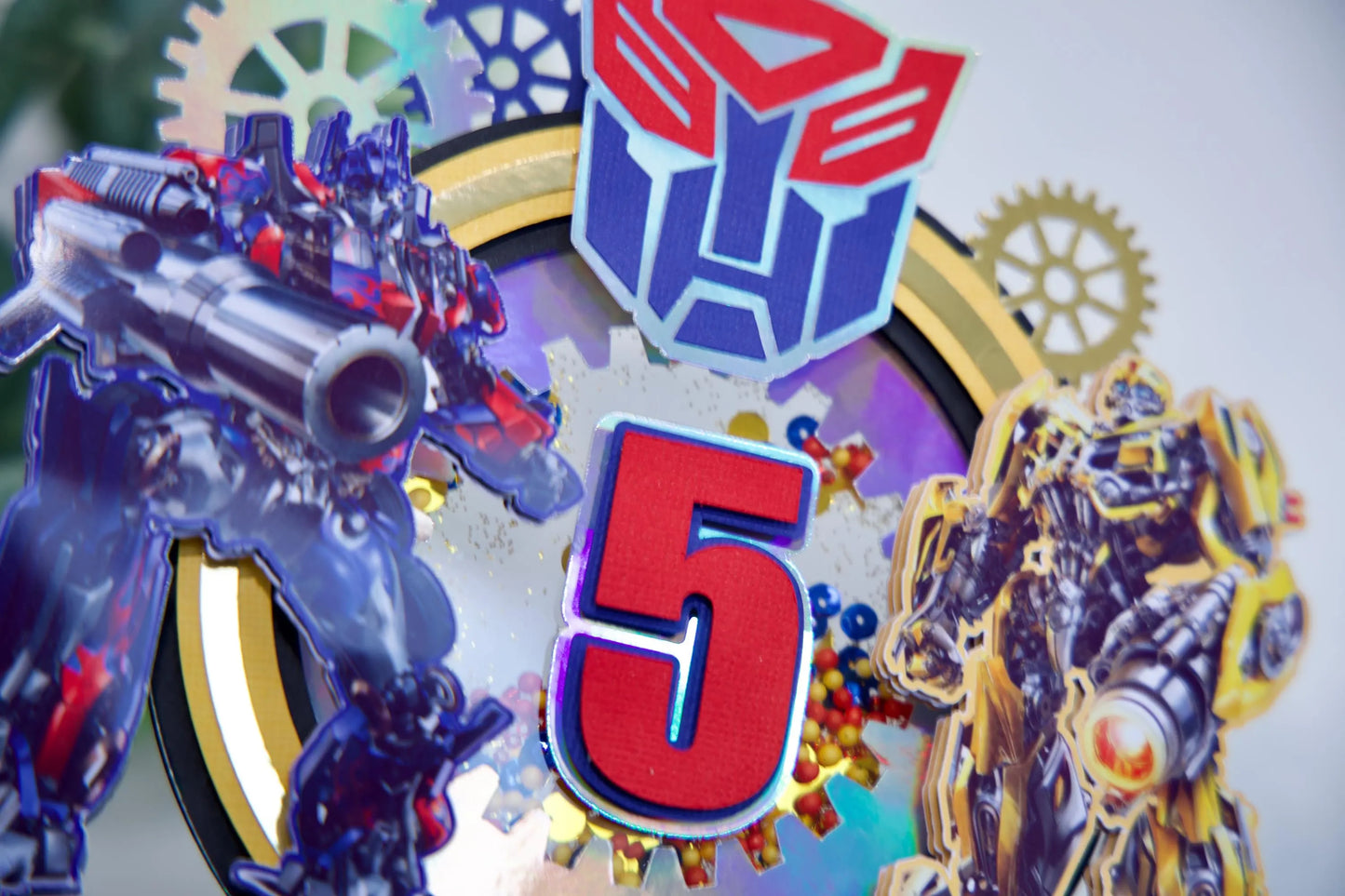 Personalised Transformers Cake Topper / Shaker Cake Topper / Custom Cake Topper / Name And Age /3D Cake Topper