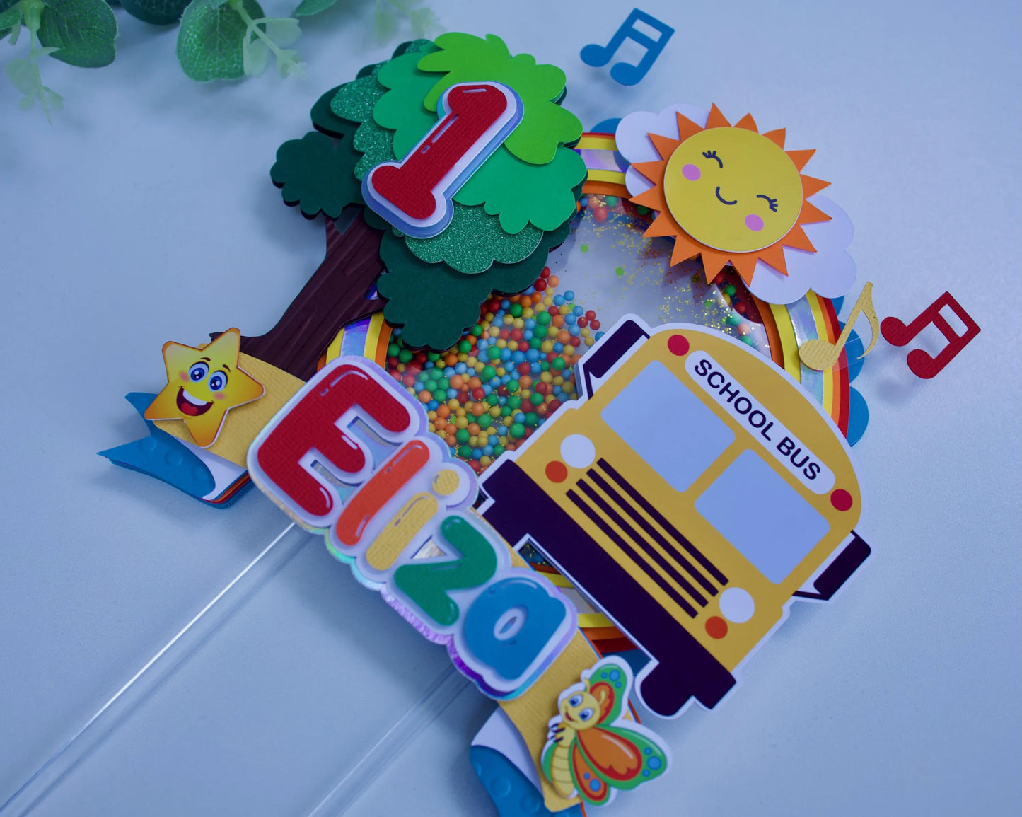 Personalised Wheels On The Bus Cake Topper / Custom Topper / 3D Topper / Name Age Topper /1st Birthday Topper