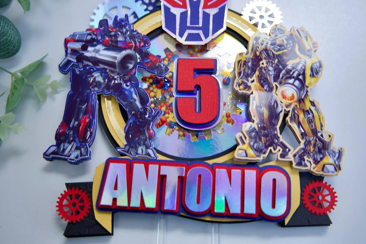 Personalised Transformers Cake Topper / Shaker Cake Topper / Custom Cake Topper / Name And Age /3D Cake Topper