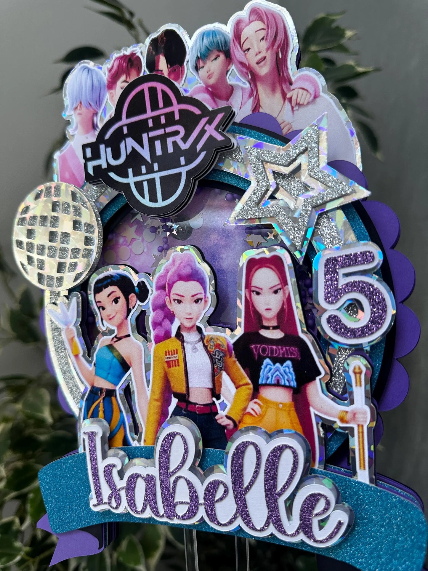 Custom Kpop Demon Hunters Cake Topper / Handmade / Shaker / Name and Age