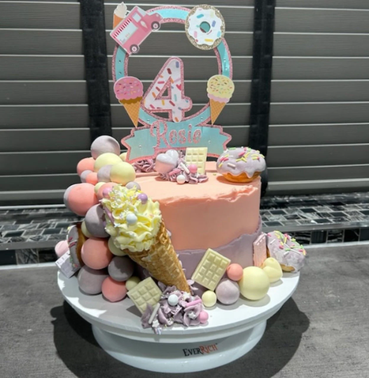 Personalised Ice Cream Number Cake topper / Name and Age / Layered / 3D
