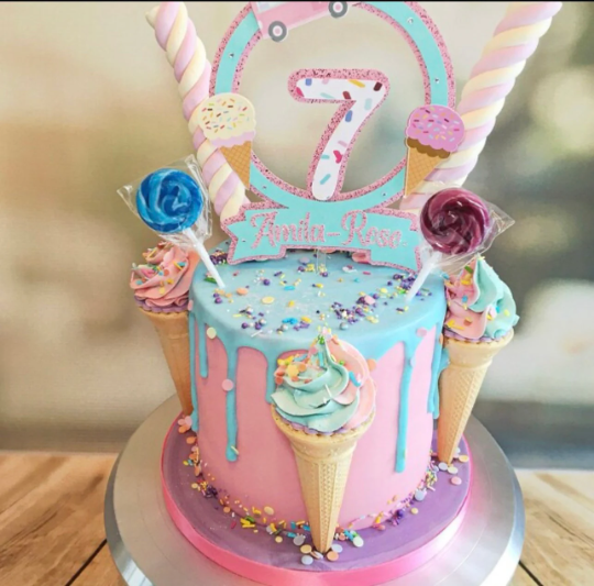 Personalised Ice Cream Number Cake topper / Name and Age / Layered / 3D