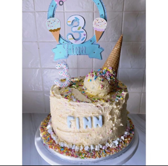 Personalised Ice Cream Number Cake topper / Name and Age / Layered / 3D