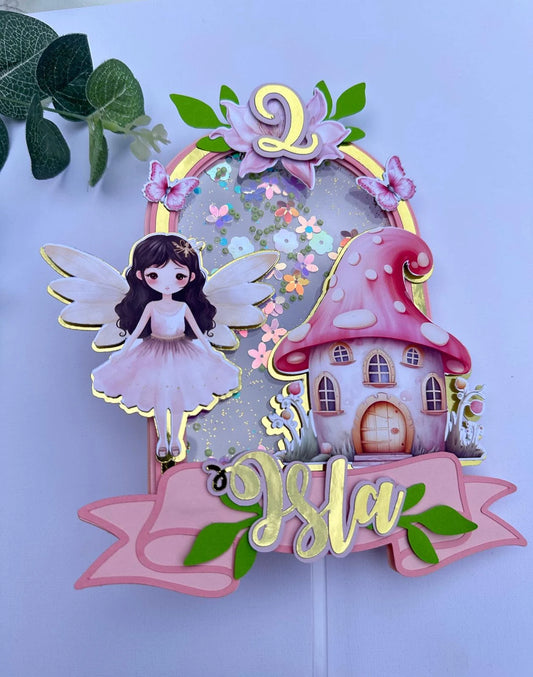 Personal Fairy First Cake topper / Birthday Cake Topper / Shaker Cake Topper / Name and Age