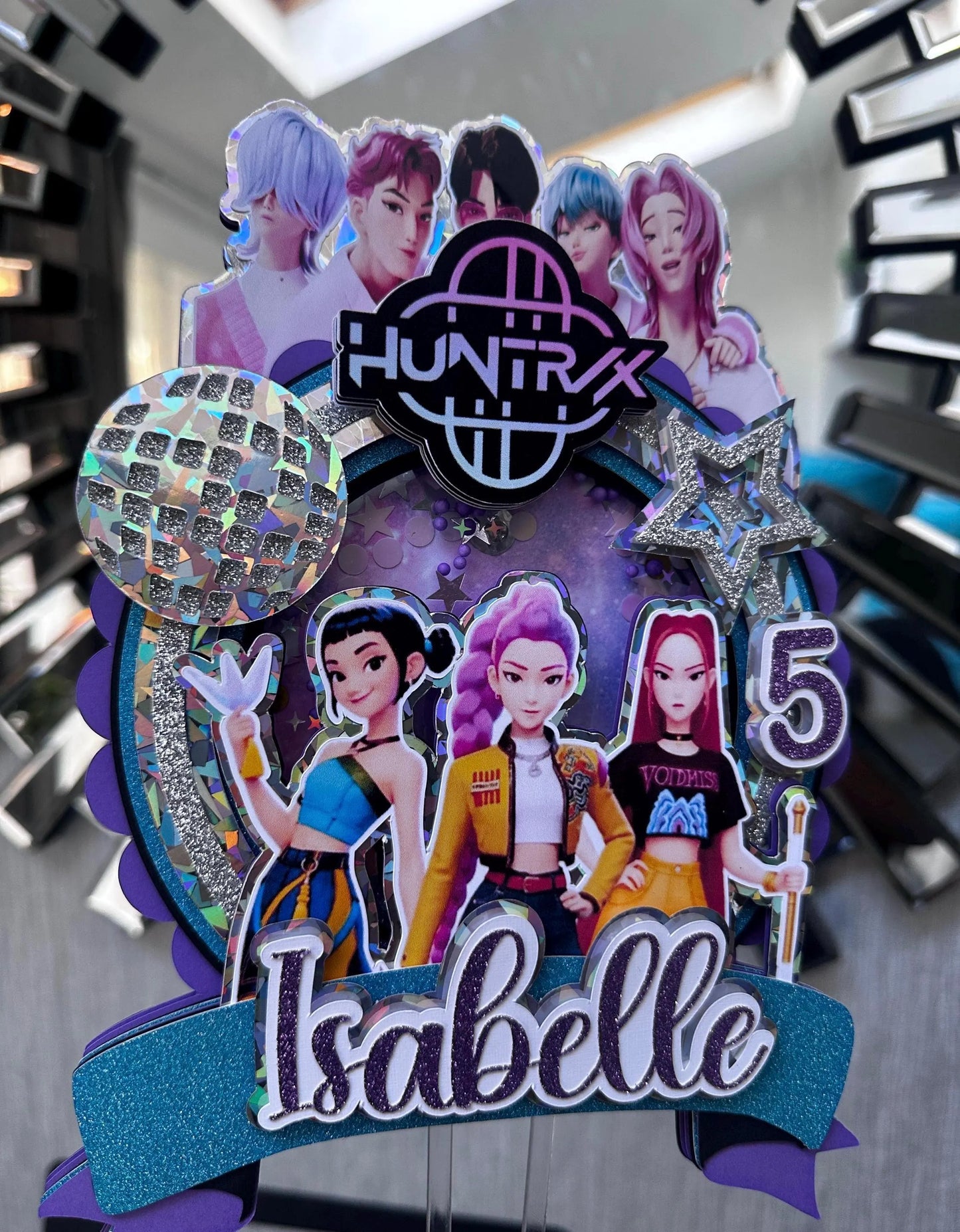 Custom Kpop Demon Hunters Cake Topper / Handmade / Shaker / Name and Age