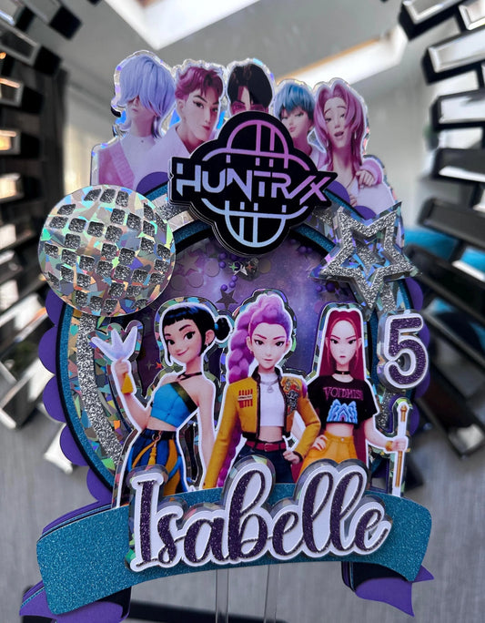 Custom Kpop Demon Hunters Cake Topper / Handmade / Shaker / Name and Age