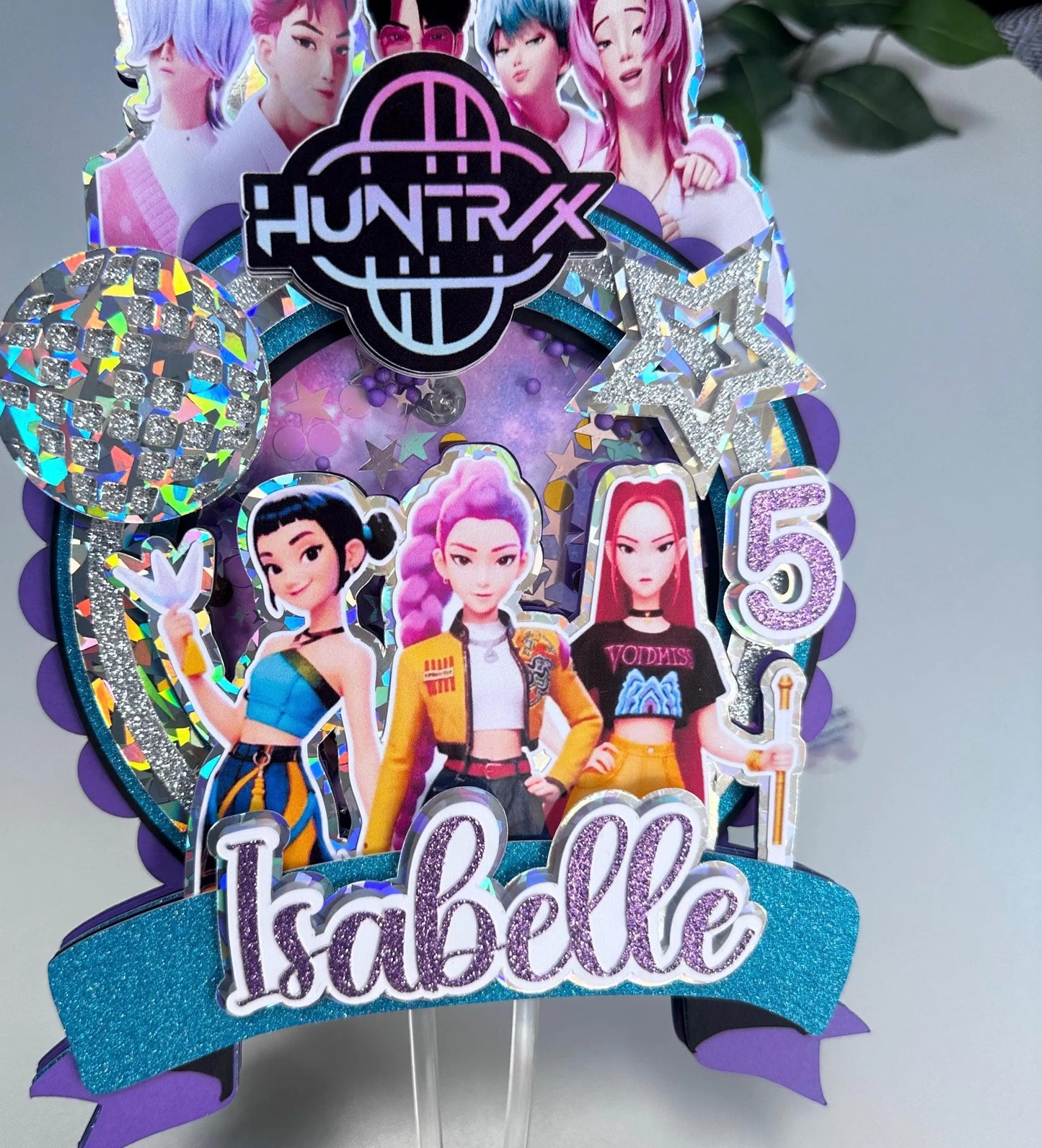 Custom Kpop Demon Hunters Cake Topper / Handmade / Shaker / Name and Age