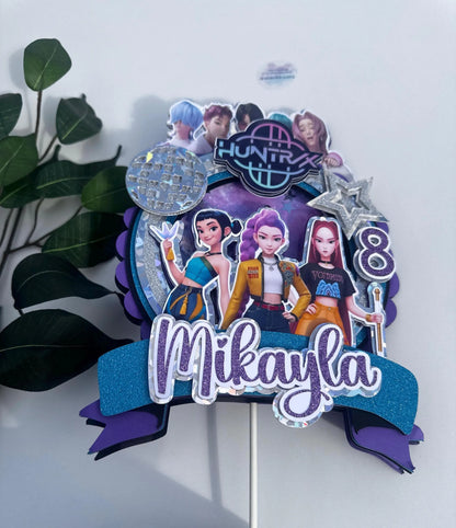 Custom Kpop Demon Hunters Cake Topper / Handmade / Shaker / Name and Age