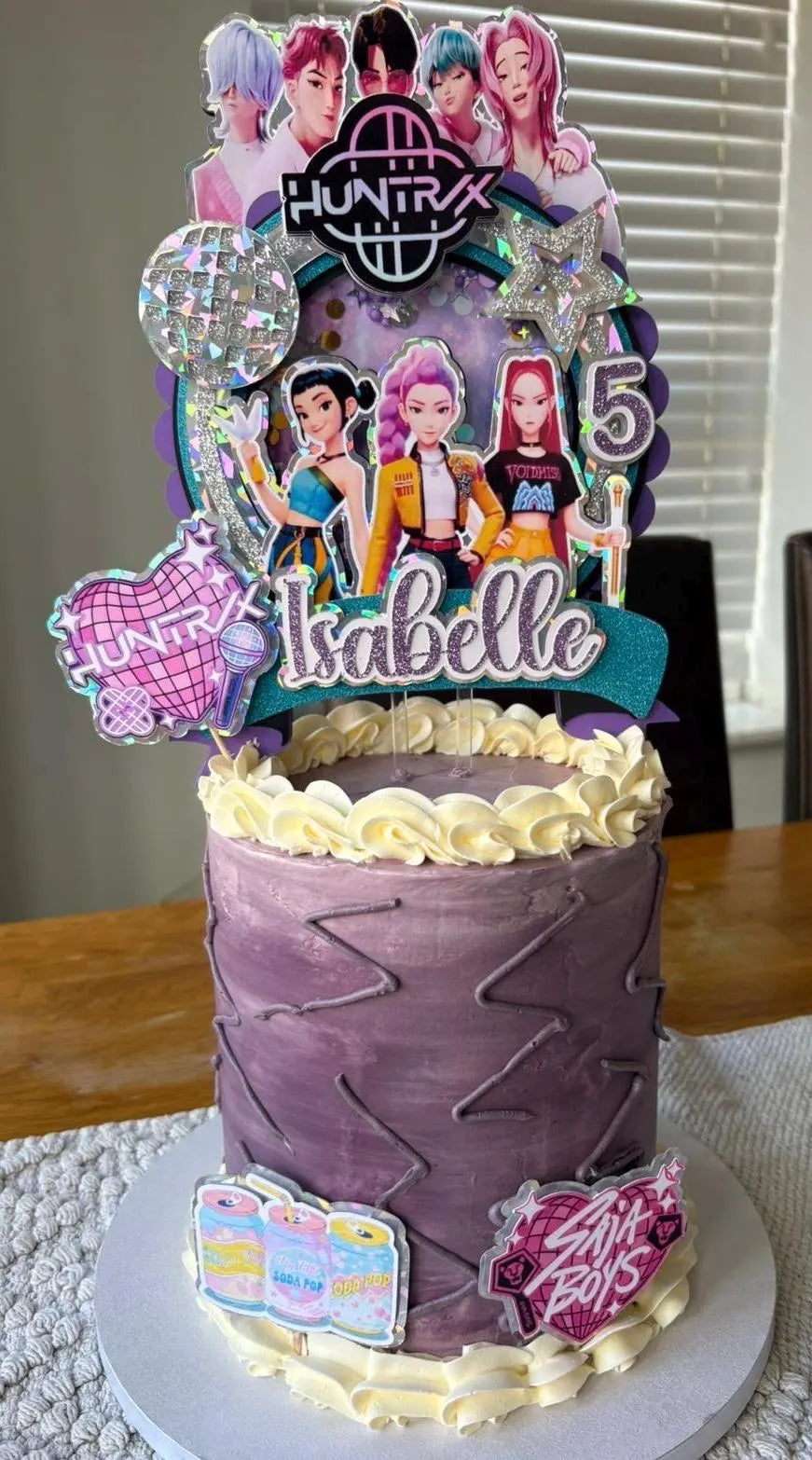 Custom Kpop Demon Hunters Cake Topper / Handmade / Shaker / Name and Age