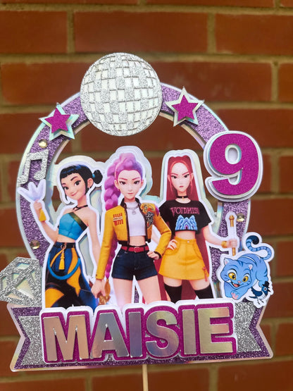 Custom 3D Layered Kpop Demon Hunters Cake Topper /Any name and age