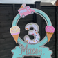 Personalised Ice Cream Number Cake topper / Name and Age / Layered / 3D