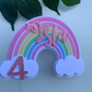 Personalised Pastel Rainbow Cake Topper / Pink Rainbow / Name and Age / First Birthday