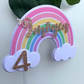 Personalised Pastel Rainbow Cake Topper / Pink Rainbow / Name and Age / First Birthday