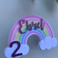 Personalised Pastel Rainbow Cake Topper / Pink Rainbow / Name and Age / First Birthday