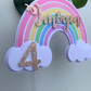 Personalised Pastel Rainbow Cake Topper / Pink Rainbow / Name and Age / First Birthday