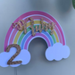 Personalised Pastel Rainbow Cake Topper / Pink Rainbow / Name and Age / First Birthday