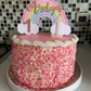 Personalised Pastel Rainbow Cake Topper / Pink Rainbow / Name and Age / First Birthday